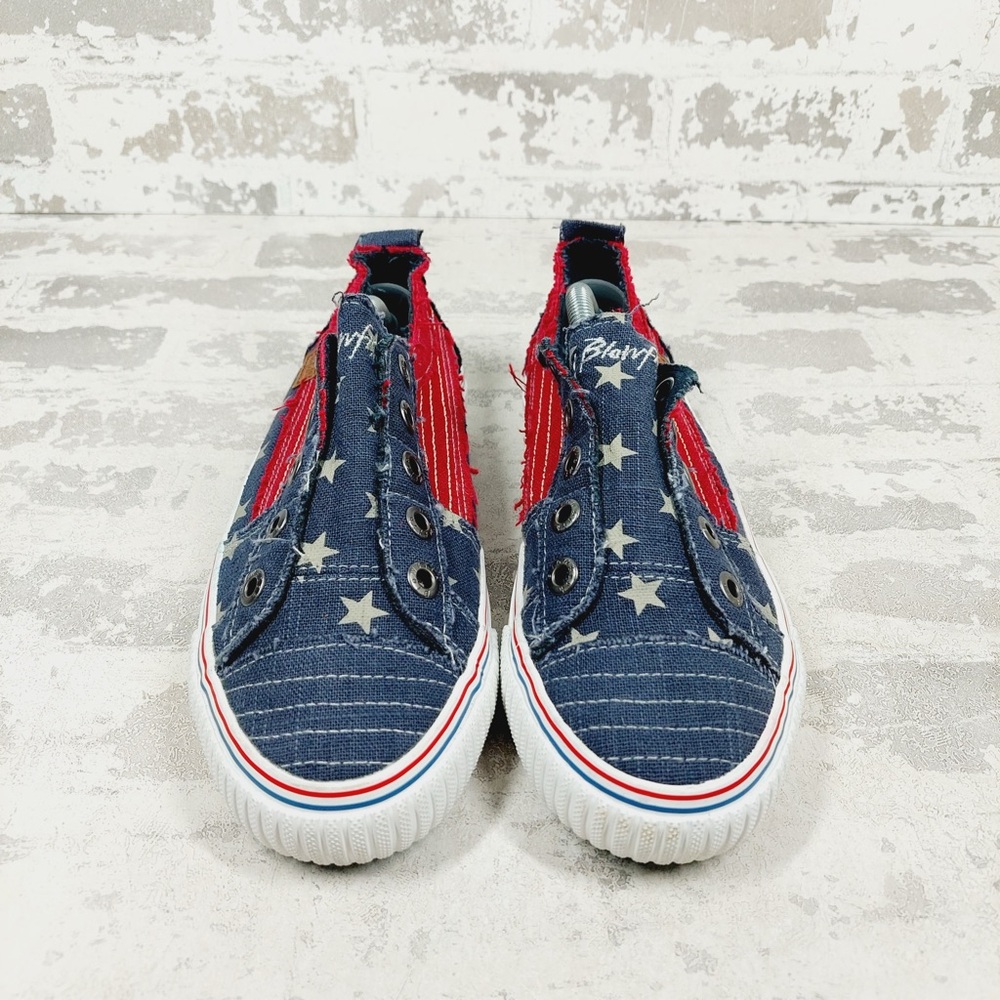 NEW Blowfish Malibu Bettie Stars Stripes Distressed Slip On Low Top Sneakers F85 - Picture 6 of 11